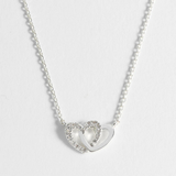 Estella Bartlett Interlocking Heart CZ Necklace Silver Plated