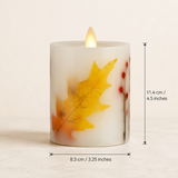 Luminara Indoor 3.25" x 4.5" Twig, Berry & Leaf Inclusion Pillar