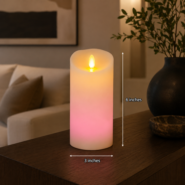 Luminara Indoor 3.0" x 6.0" Color Changing Pillar