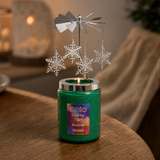 Cello Gemstone Candle with Convection Spinner 200g - Frosted Pine With Adventurine