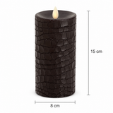 Luminara Indoor 3.0" x 6.0" Black Crocodile Embossed Candle