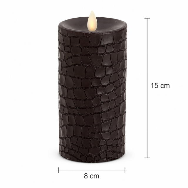 Luminara Indoor 3.0" x 6.0" Black Crocodile Embossed Candle