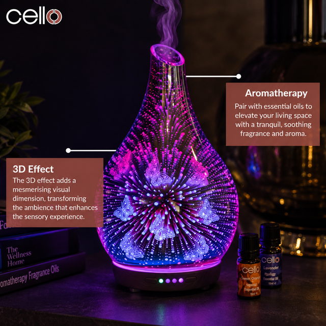 Cello - Large Ultrasonic Diffuser - 3D Butterfly