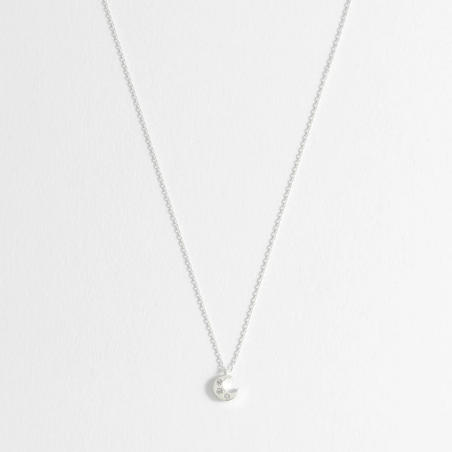 Estella Bartlett CZ Moon Pendant Silver Plated