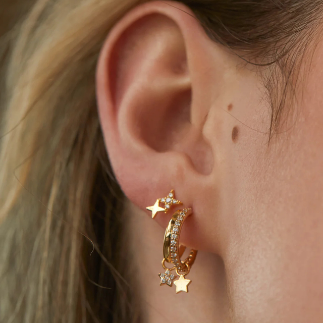 Estella Bartlett Duo Star Studs - Gold Plated