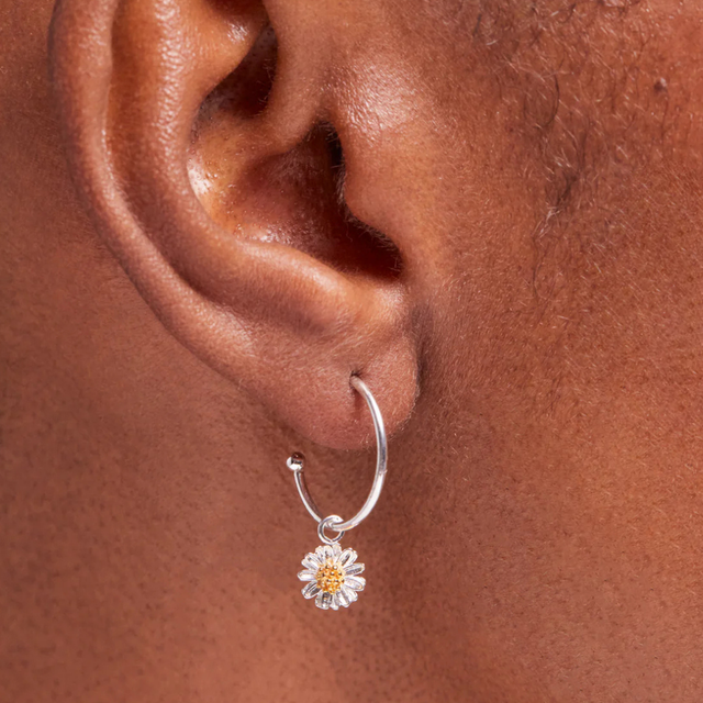 Estella Bartlett Mini Wildflower Hoop Drop Earrings - Silver And Gold Plated