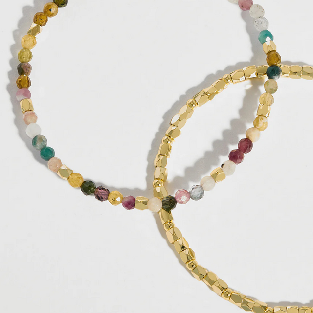 Estella Bartlett Calm Coco Bead And Tourmaline Double Bracelet