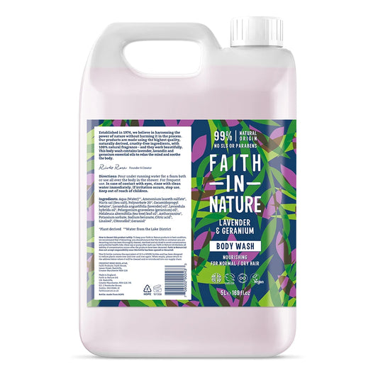 Faith In Nature Lavender & Geranium 5 Litre Body Wash Refill