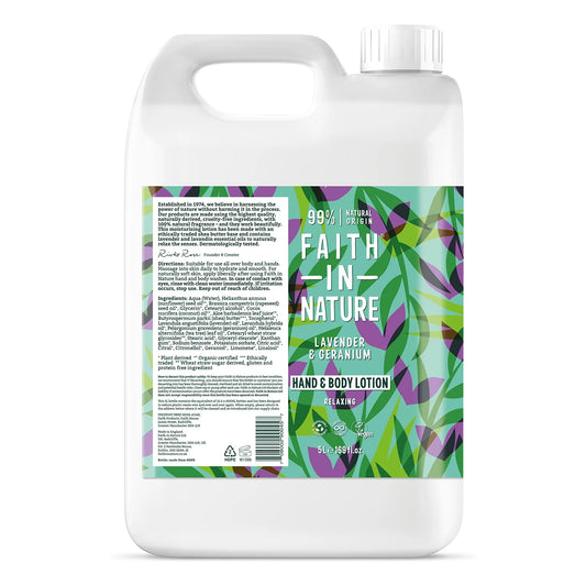 Faith In Nature Lavender & Geranium Hand & Body Lotion Refill 5L