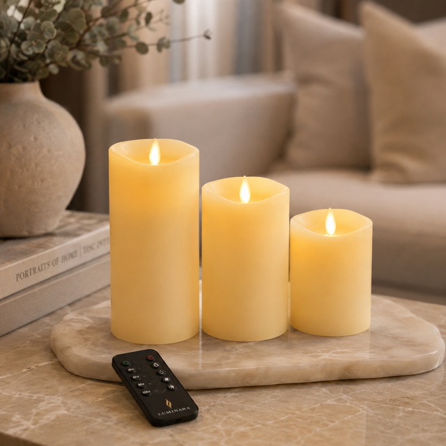 Luminara Flameless LED Ivory Candles Gift Set - 3pk & Remote