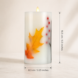Luminara Indoor 3.25" x 6.5" Twig, Berry & Leaf Inclusion Pillar