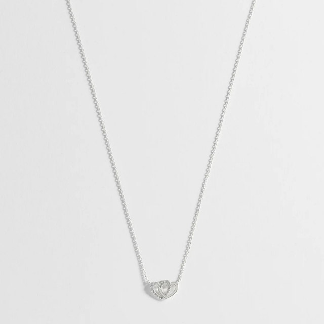 Estella Bartlett Interlocking Heart CZ Necklace Silver Plated