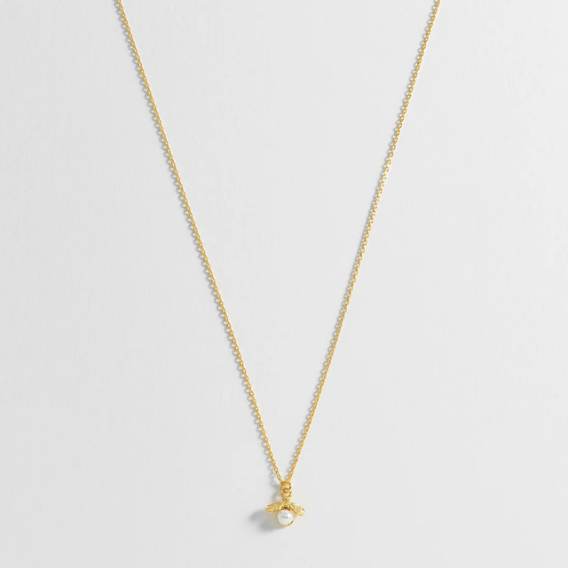 Estella Bartlett Pearl Bee Pendant Necklace Gold Plated