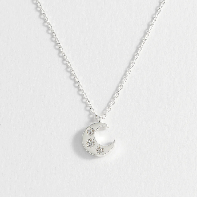 Estella Bartlett CZ Moon Pendant Silver Plated