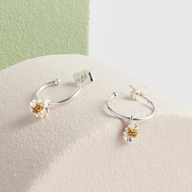 Estella Bartlett Mini Wildflower Hoop Drop Earrings - Silver And Gold Plated