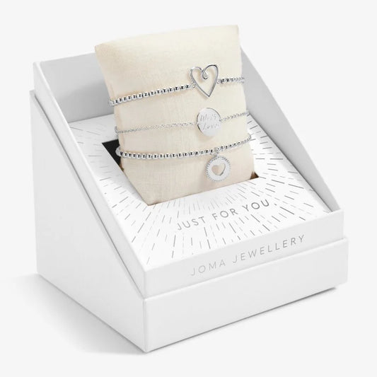 As stylish as they are sweet, these elevated boxes hold a pillow that carefully houses three stunning silver-plated A Little Bracelets, each with their own unique charms and a heartfelt sentiment, making them the perfect for those seriously special gifting moments. Our Just For You Celebrate You Gift Box is sure to be treasured from this year to the next.