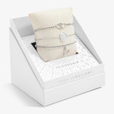 As stylish as they are sweet, these elevated boxes hold a pillow that carefully houses three stunning silver-plated A Little Bracelets, each with their own unique charms and a heartfelt sentiment, making them the perfect for those seriously special gifting moments. Our Friendship Celebrate You Gift Box is sure to be treasured from this year to the next.