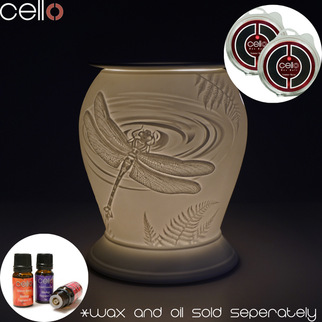 Cello Dragonfly Electric Melt Burner & Spiced Citrus Wax Medallion Set