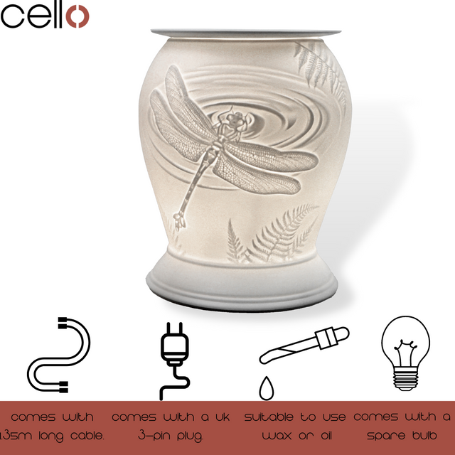 Cello Dragonfly Electric Melt Burner & Spiced Citrus Wax Medallion Set