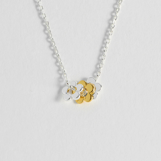 Estella Bartlett Trio Flower Necklace Silver and Gold Plated