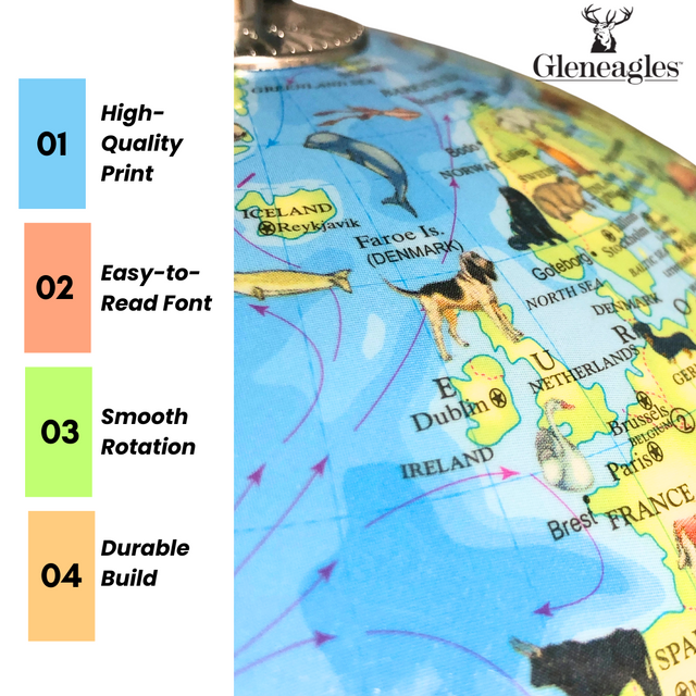 Gleneagles 25cm Light-Up Kids Globe, Plug-In Educational Night Light