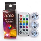 Cello Multicoloured LED Lights With Remote - 3 Pack