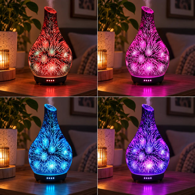 Firework 3D Ultrasonic Diffuser Large with Harmony Mixology Oil Set of 7 Pack