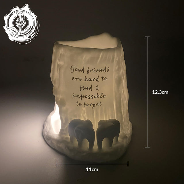 Cello Elephant Tealight Burner - Good friends are hard to find & impossible to forget