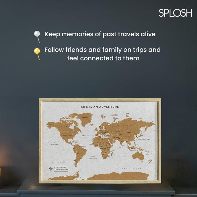 Splosh Travel Map - World Map - XL Desk - White