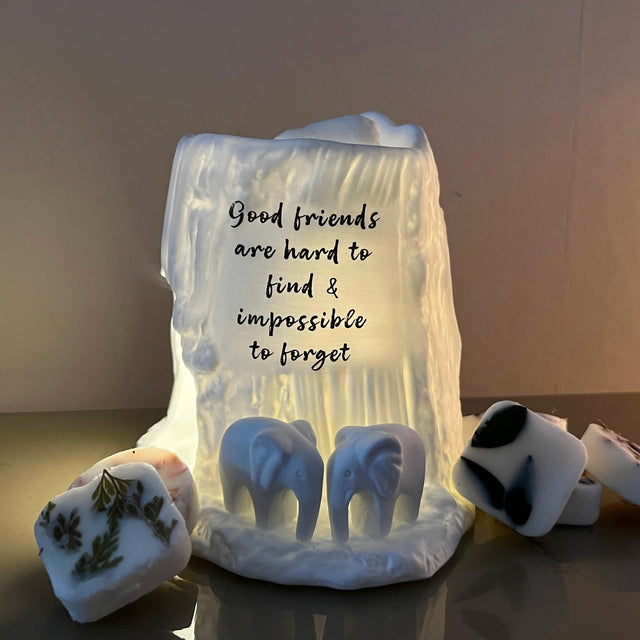 Cello Elephant Tealight Burner - Good friends are hard to find & impossible to forget