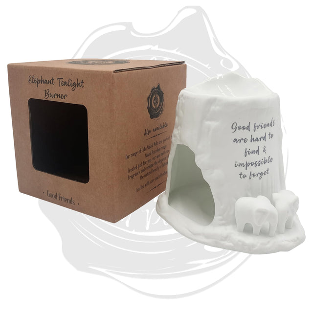 Cello Elephant Tealight Burner - Good friends are hard to find & impossible to forget