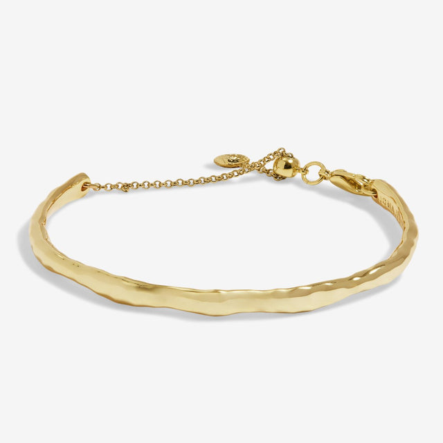 Joma Jewellery Bracelet Bar - Hammered Gold Plated Bangle