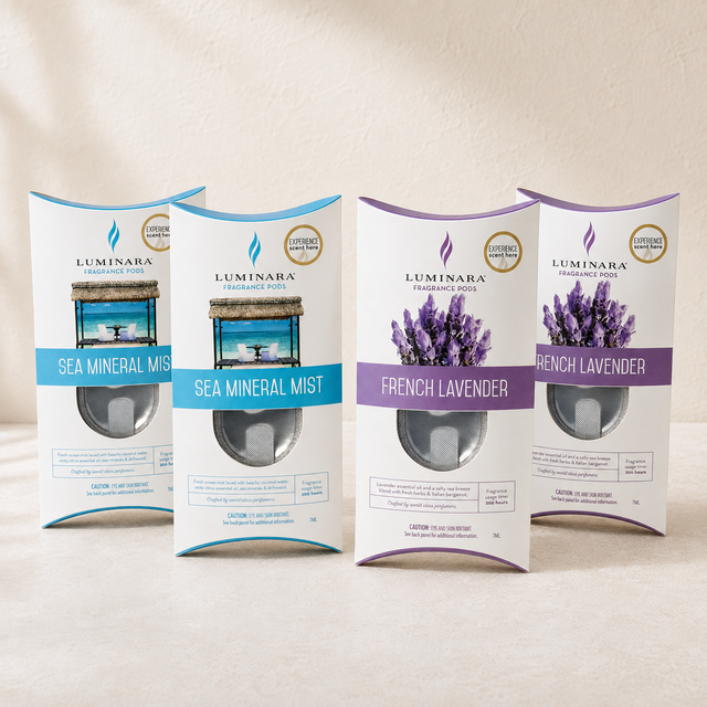 Luminara Indoor Fragrance Diffusing Pillar & 2 F/Lavender & 2 Sea Min. Mist Pods