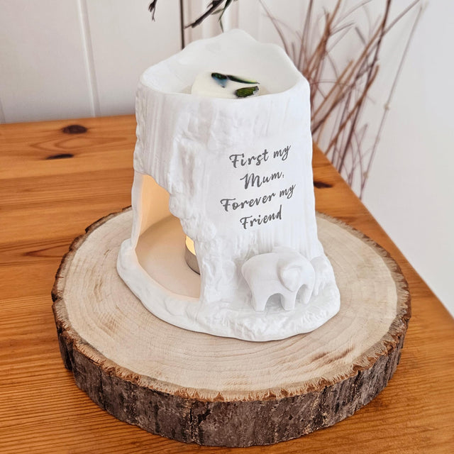 Cello Elephant Tealight Burner - Family Is Where Life Begins and Love Never Ends