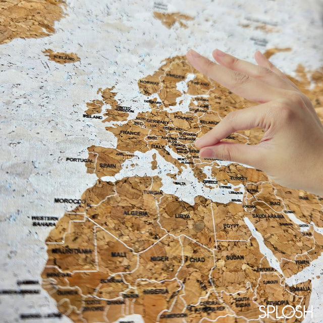 Splosh Travel Map - World Map - XL Desk - White