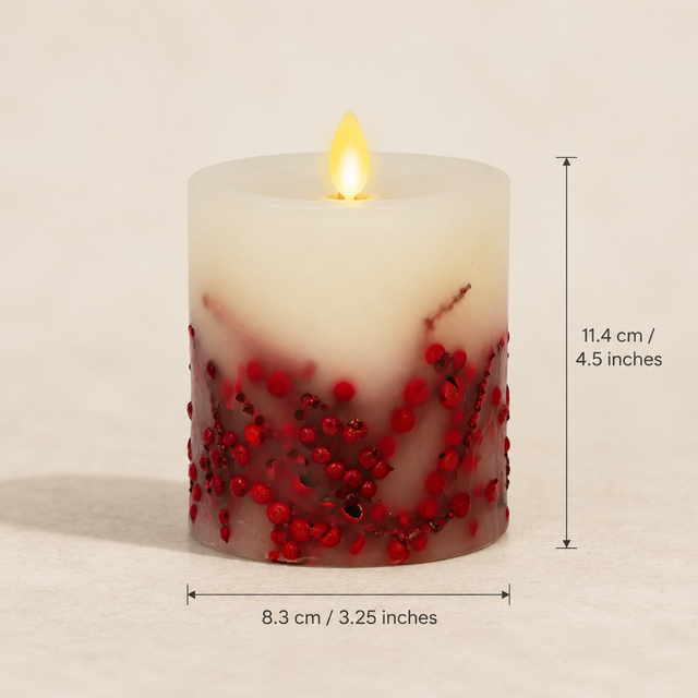 Luminara Indoor 3.25" x 4.5" Berry Inclusion Pillar