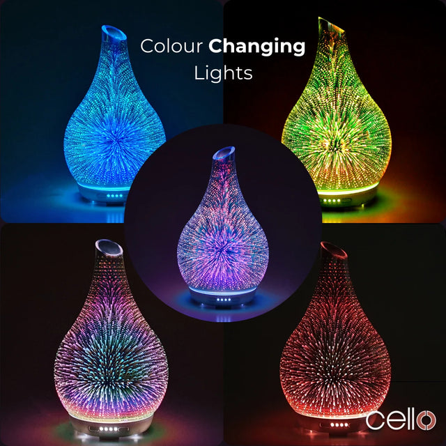Infinity 3D Glass Ultrasonic Diffuser with Harmony Mixology Oil Set of 7 Pack