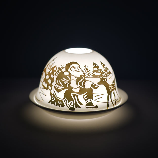 Cello Tealight Dome - Father Christmas Gold