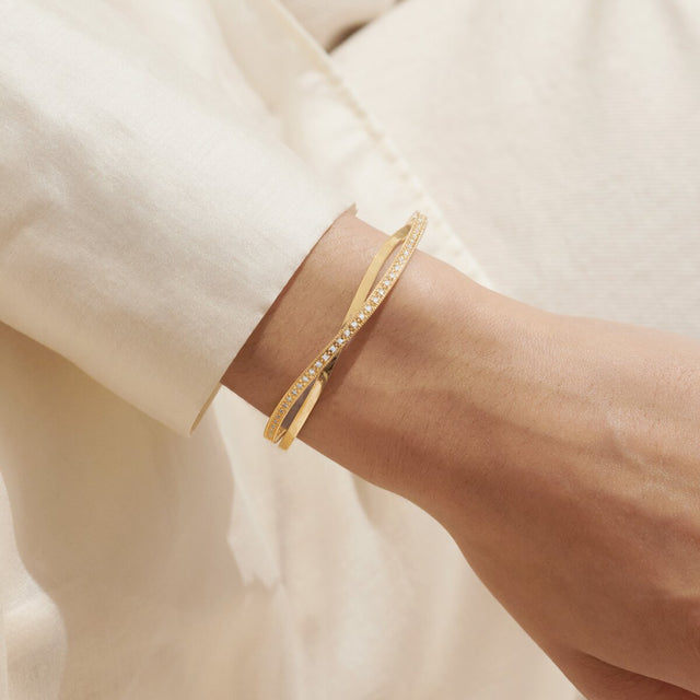 Joma Jewellery Bracelet Bar - Gold Crossover Bangle