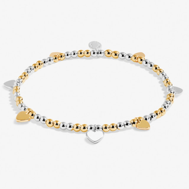 Joma Jewellery Bracelet Bar - Hearts Silver & Gold Plated