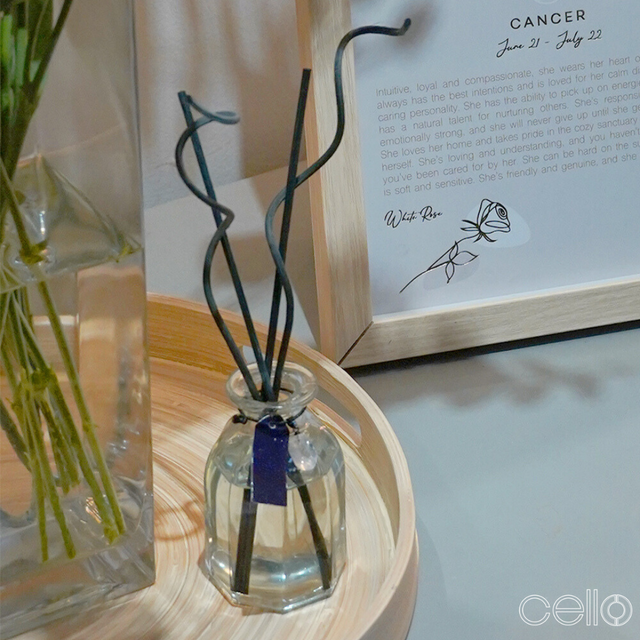 Cello Zodiac Reed Diffuser - Capricorn with Rose Quartz -  Ethereal Skies