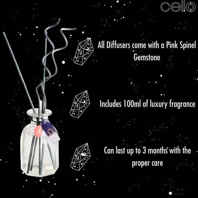 Cello Zodiac Reed Diffuser - Leo with Pink Spinel - Mystical Fruits