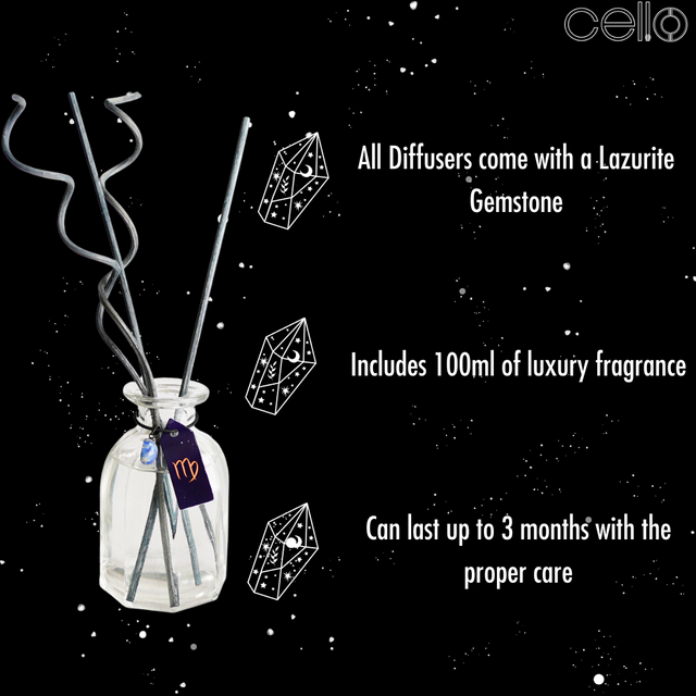 Cello Zodiac Reed Diffuser - Virgo with Lazurite - Enigmatic Lands