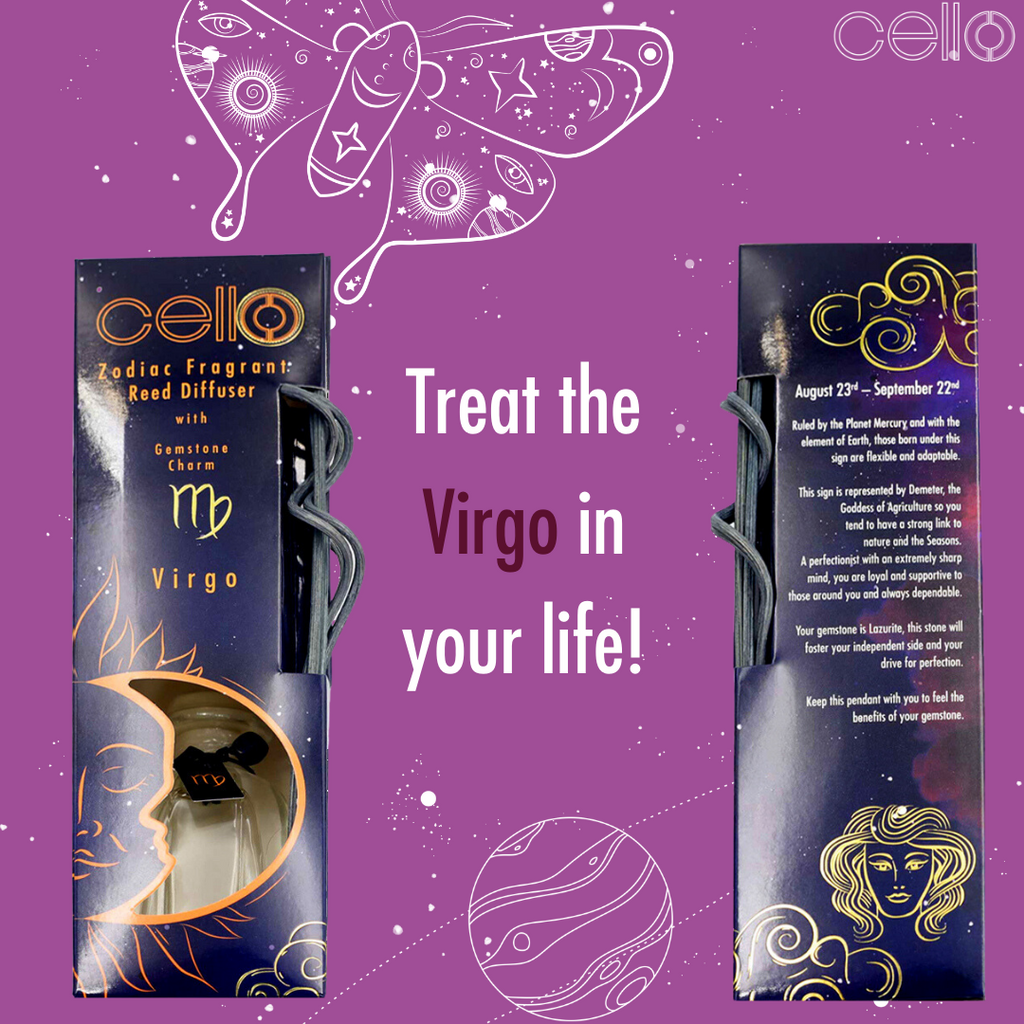 Cello Zodiac Reed Diffuser - Virgo with Lazurite | Collectables