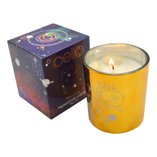 Cello - Gemstone Celestial Candle with Clear Quartz - Mystic Clearing