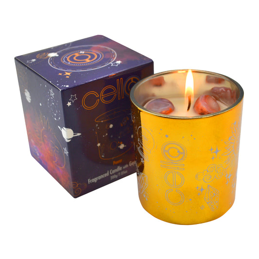 Cello - Gemstone Celestial Candle with Red Agate - Meditation Incense