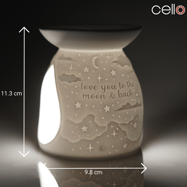 Cello Porcelain Tealight Burner - Love You To The Moon & Back