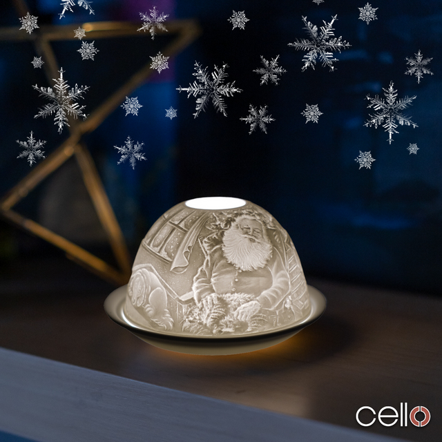 Cello Tealight Dome - Santa & Dog