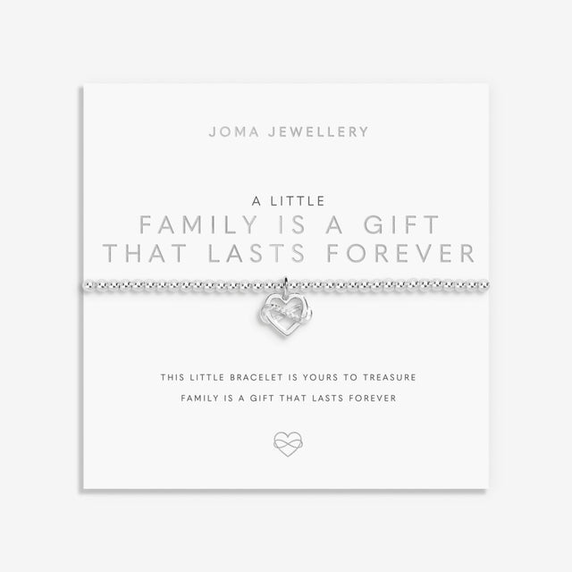 Joma Jewellery Silver Bracelet - Family Is A Gift That Lasts Forever - A Little
