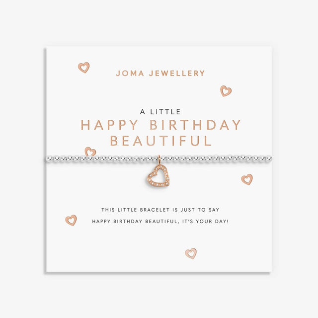 Joma Jewellery Silver & Rose Gold Bracelet - Happy Birthday Beautiful - A Little